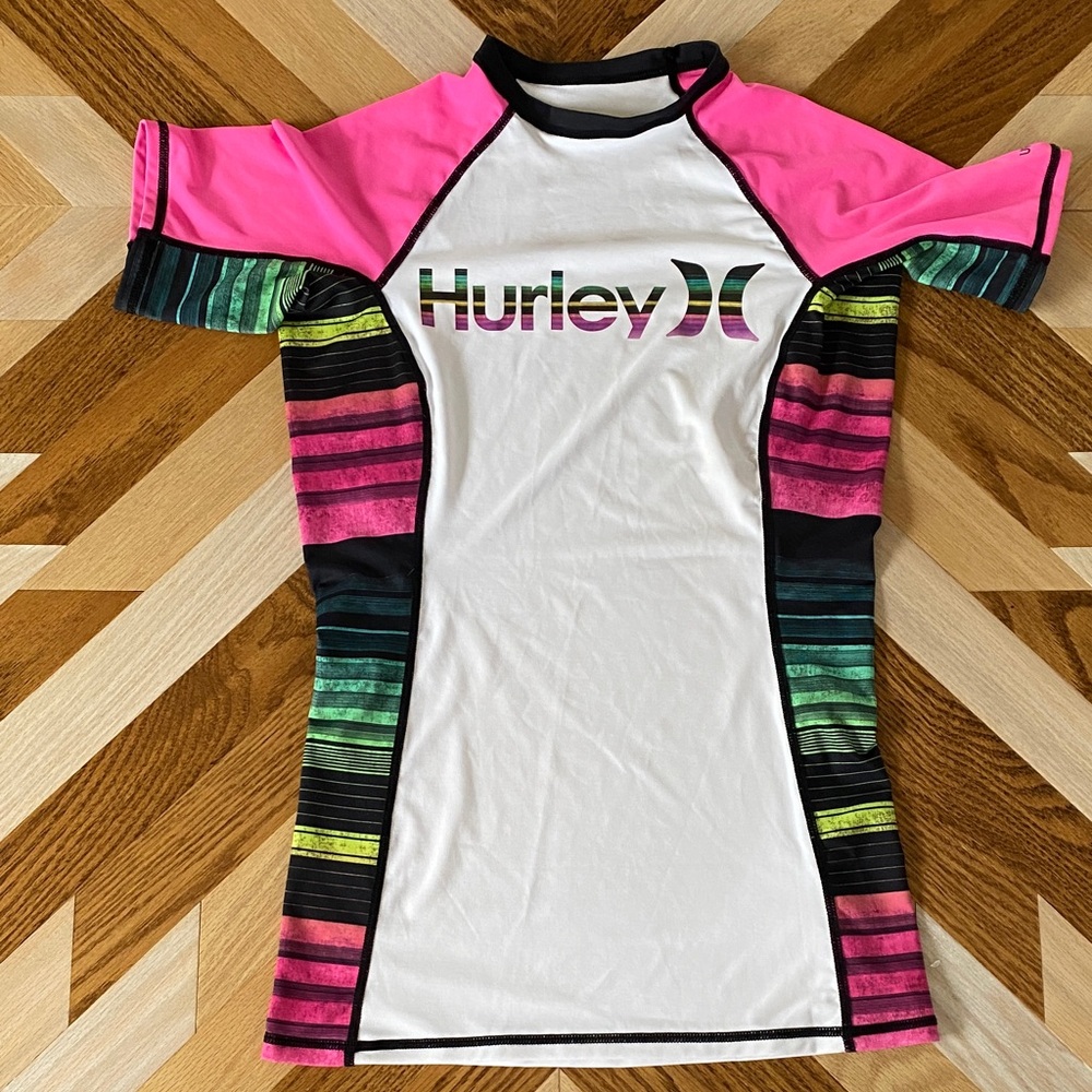 Hurley Pink and White Swim Coverup